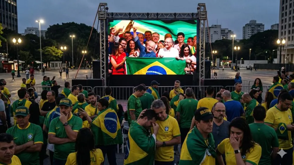 Montagem com uso de IA e foto da Reuters